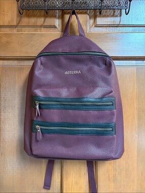 doTERRA Burgundy Textured Faux Leather Backpack